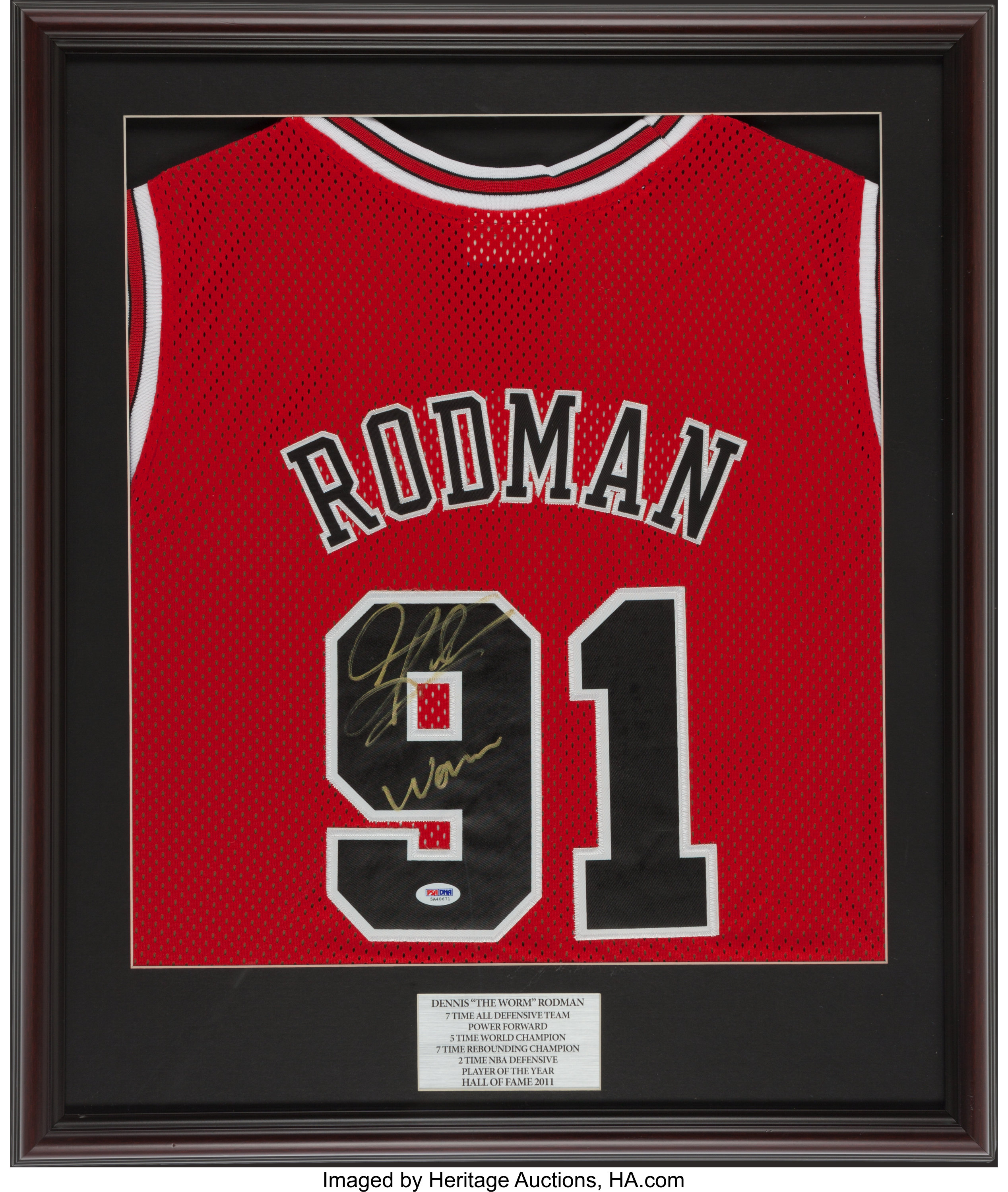 Dennis Rodman Hand Signed Jersey - Framed