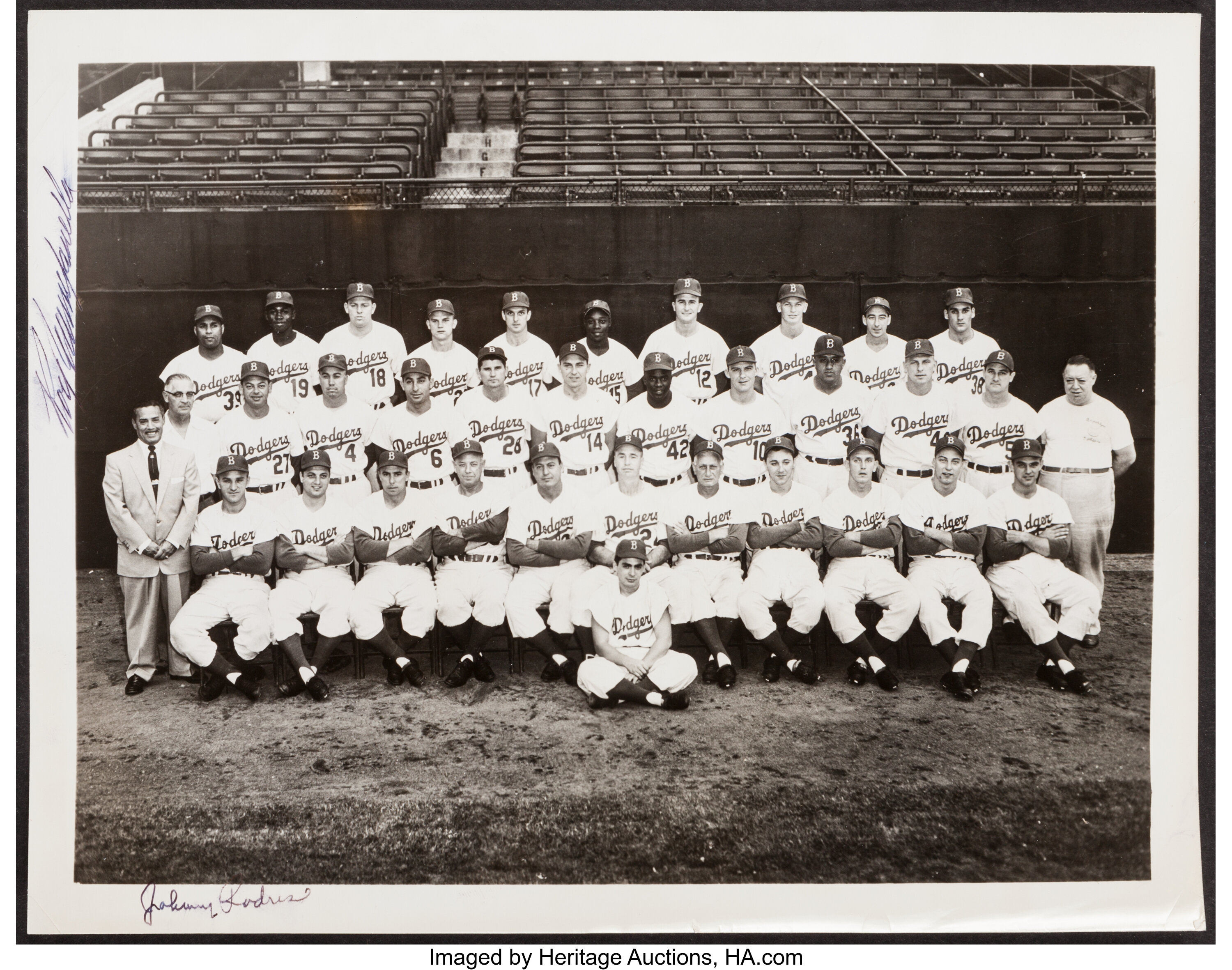 1952 Brooklyn Dodgers Starting Lineup Original News Photograph,, Lot  #80503