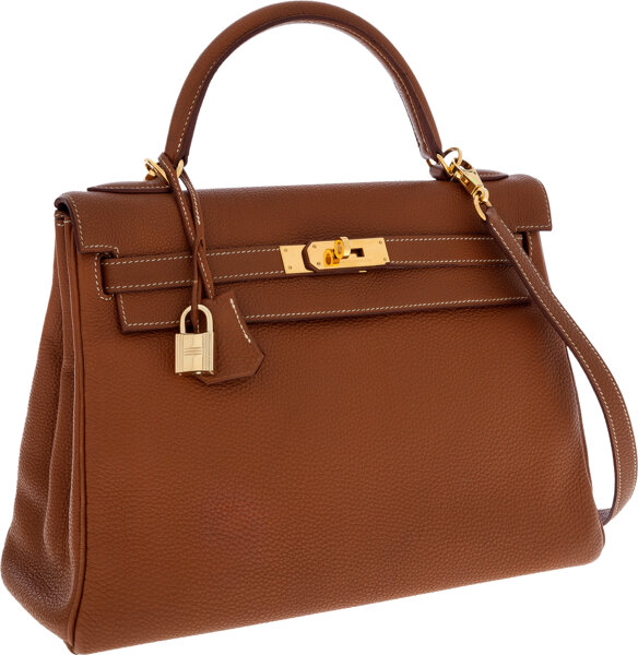 Hermes Kelly bag 32 Retourne Cuivre Togo leather Gold hardware