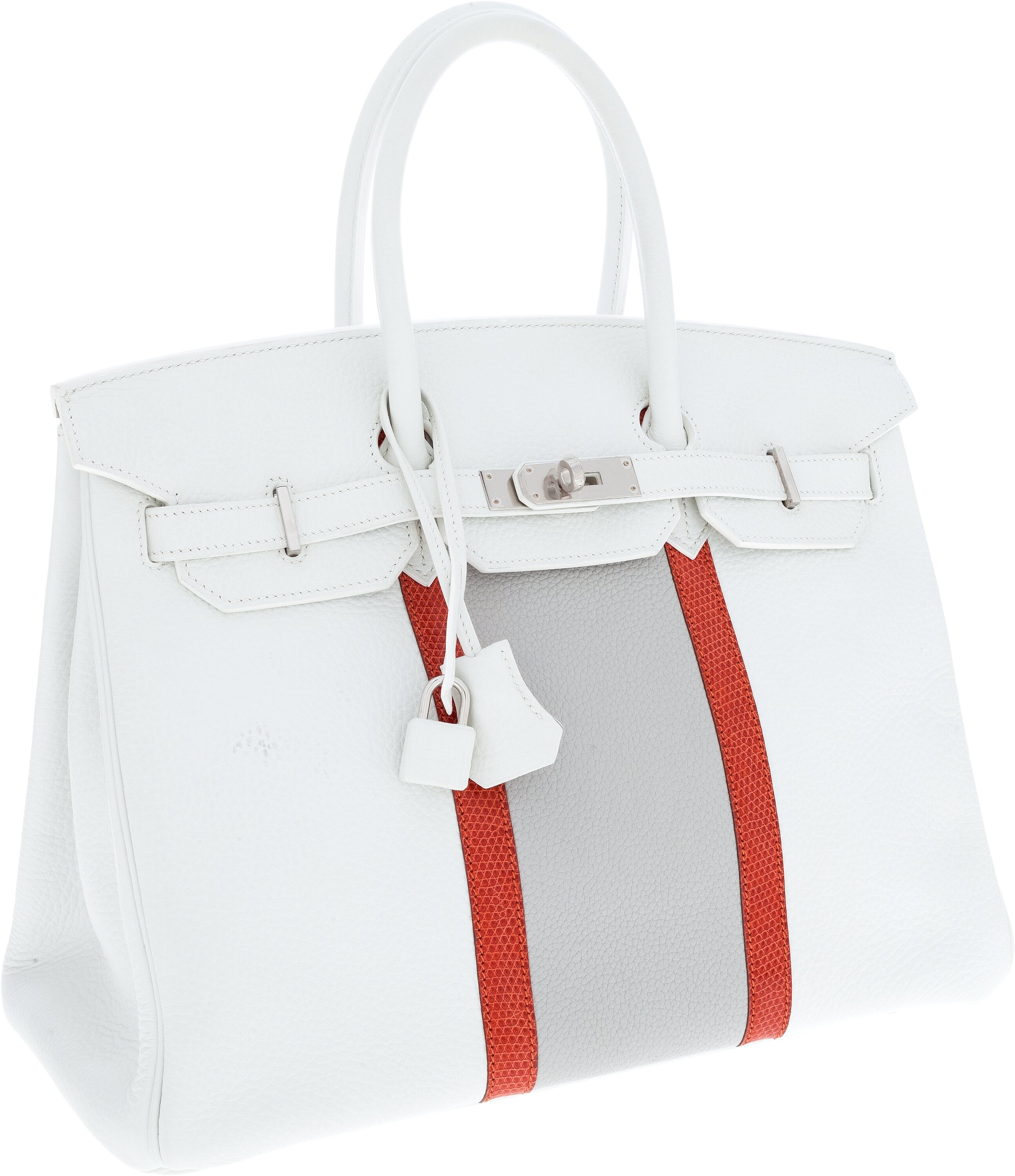 Hermes Birkin Bag 35cm Limited Edition White Club Sanguine Lizard Palladium  Hardware