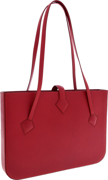 Hermes Rouge Vif Courchevel Leather Balzac Tote Bag .  Luxury, Lot  #64131