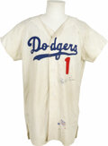 Pee Wee Reese Brooklyn Dodgers Autographed & Inscribed Mitchell & Ness  Cooperstown Collection #1 Replica Jersey