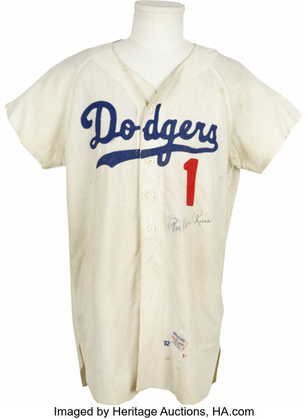 Pee Wee Reese Signed Vintage Dodgers Jersey. Vintage Dodgers, Lot #64070