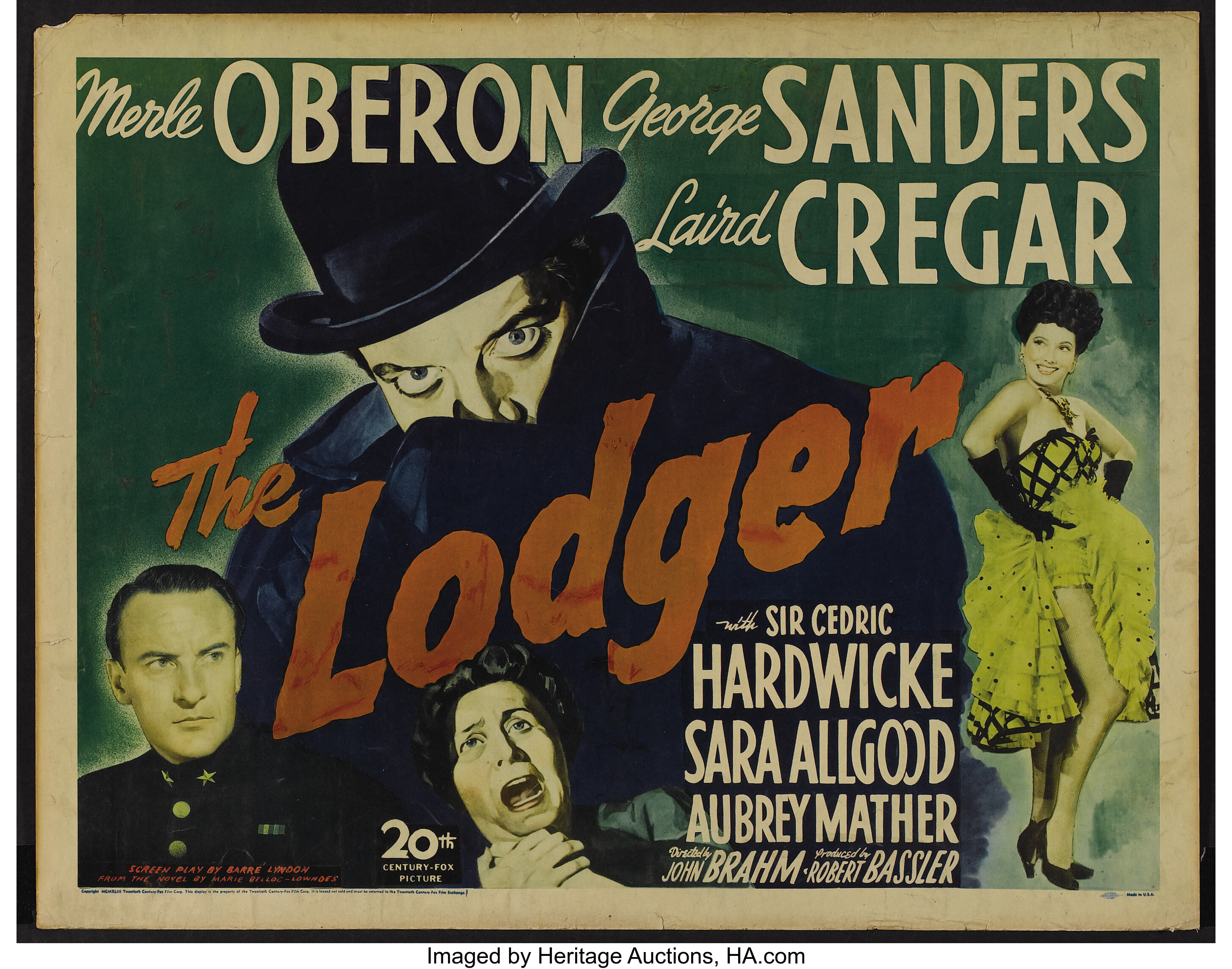 The Lodger (20th Century Fox, 1944). Half Sheet (22