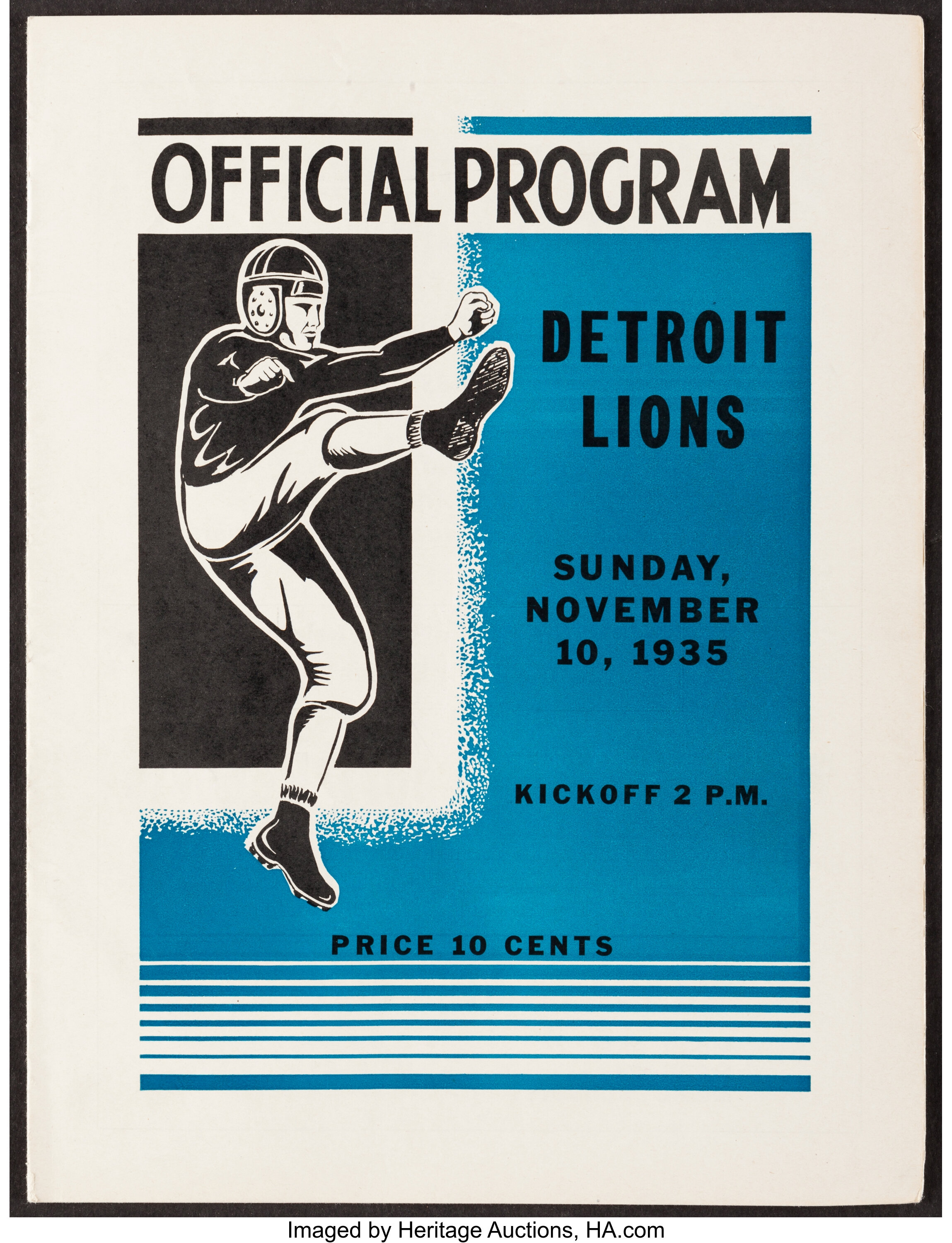 1935 Green Bay Packers vs. Detroit Lions Program. Football, Lot #43115