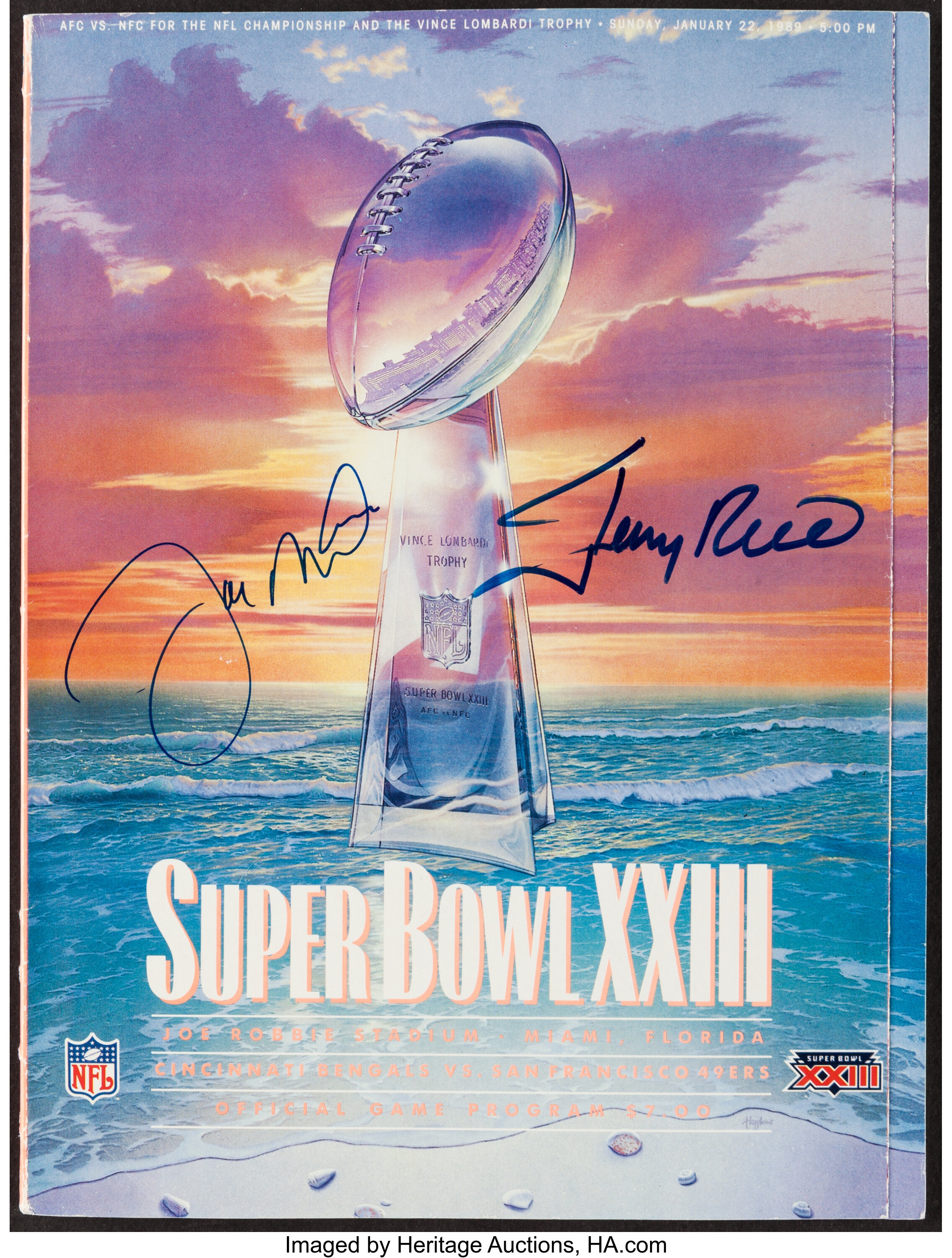 Joe Montana and Jerry Rice Dual Signed Super Bowl XXIII Program