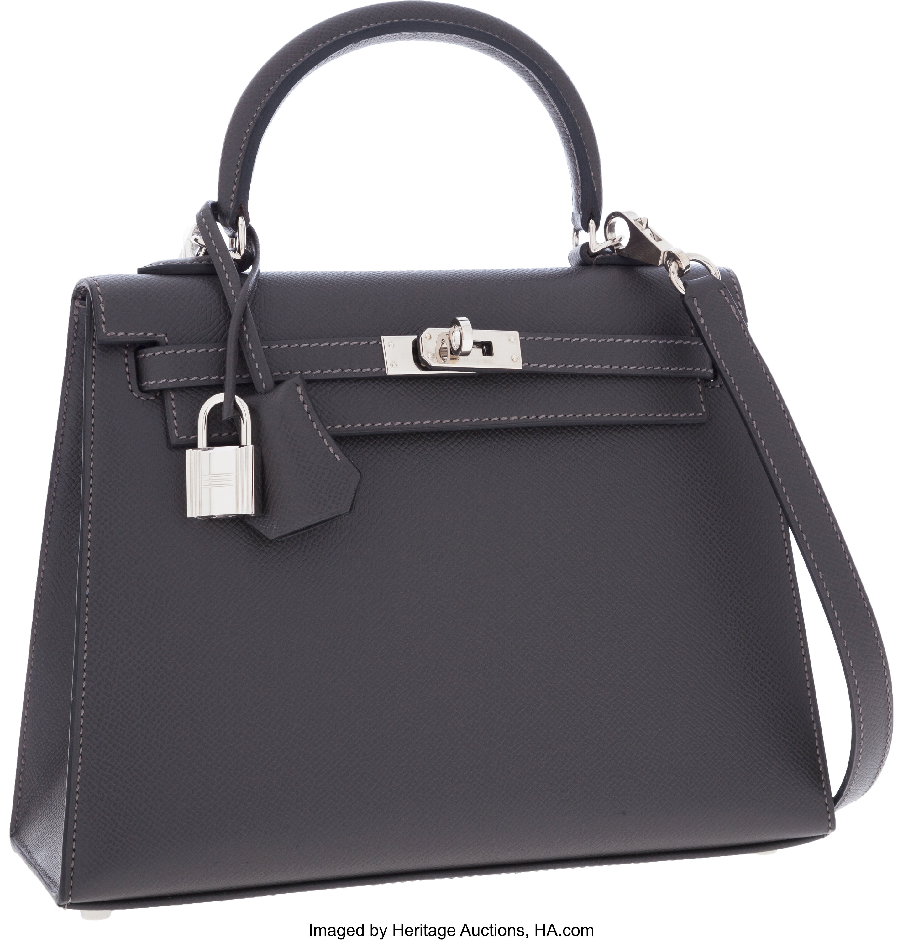 Hermes Kelly Handbag Graphite Madame With Gold Hardware 25