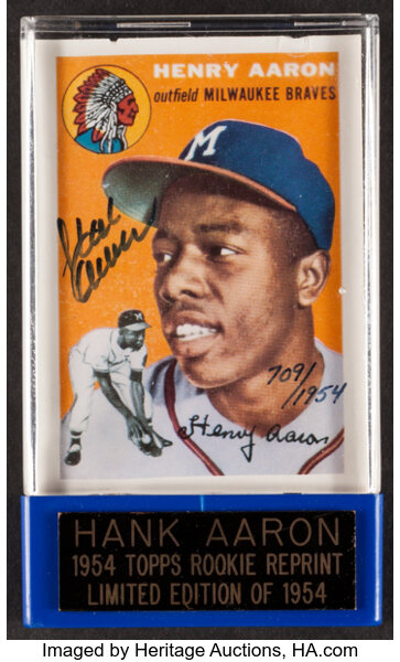Sold at Auction: Hank Aaron 1954 Topps Rookie Reprint - 1991 Topps