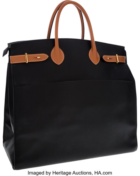 Hermes Black Ardennes & Vache Naturelle Leather Airport Bag