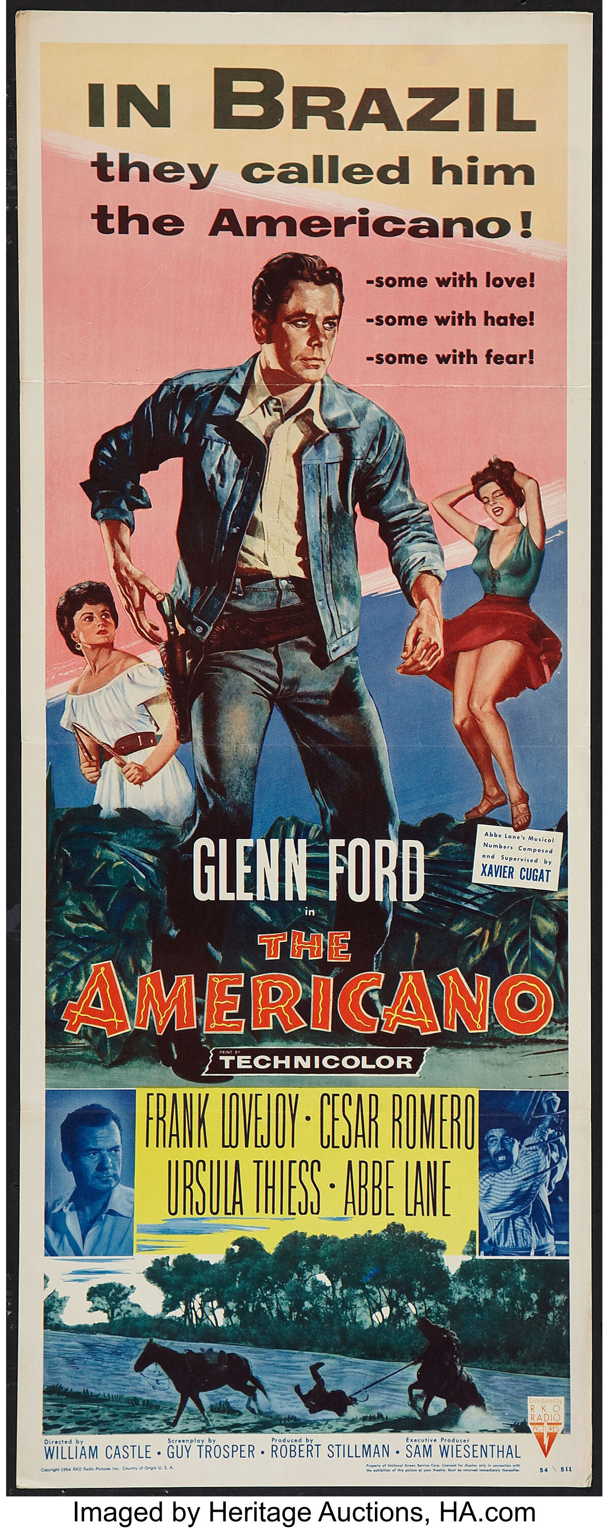 The Americano Rko 1954 Insert 14 X 36 Western Movie Lot Heritage Auctions