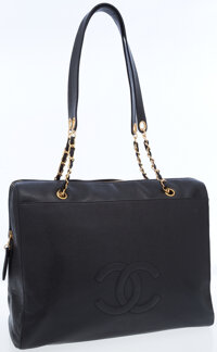 Chanel Vintage Black Calfskin Embroidered Ca D'Oro Tote Gold Hardware,  2009-2010 Available For Immediate Sale At Sotheby's