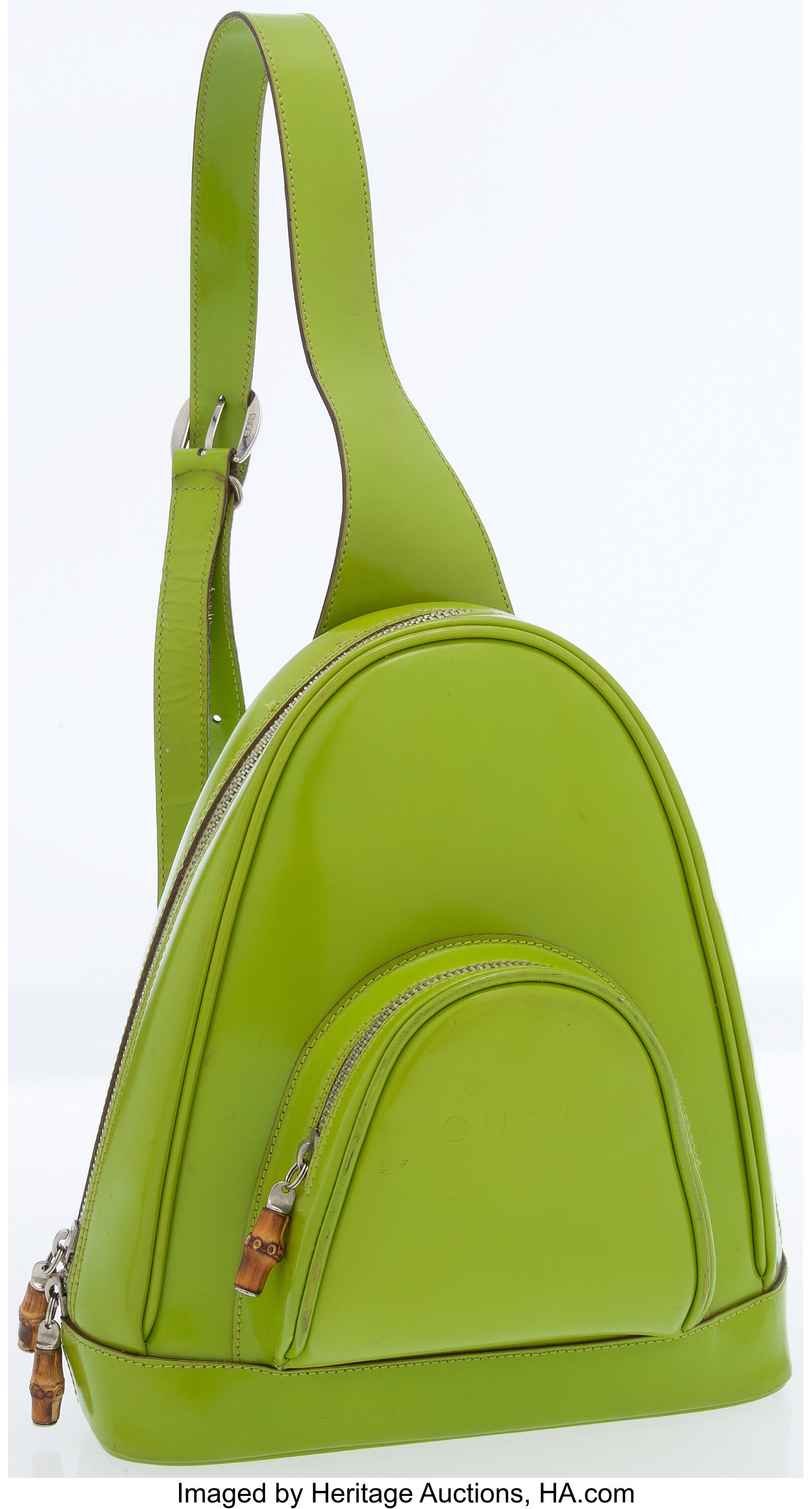Leather backpack Gucci Green in Leather - 25016411