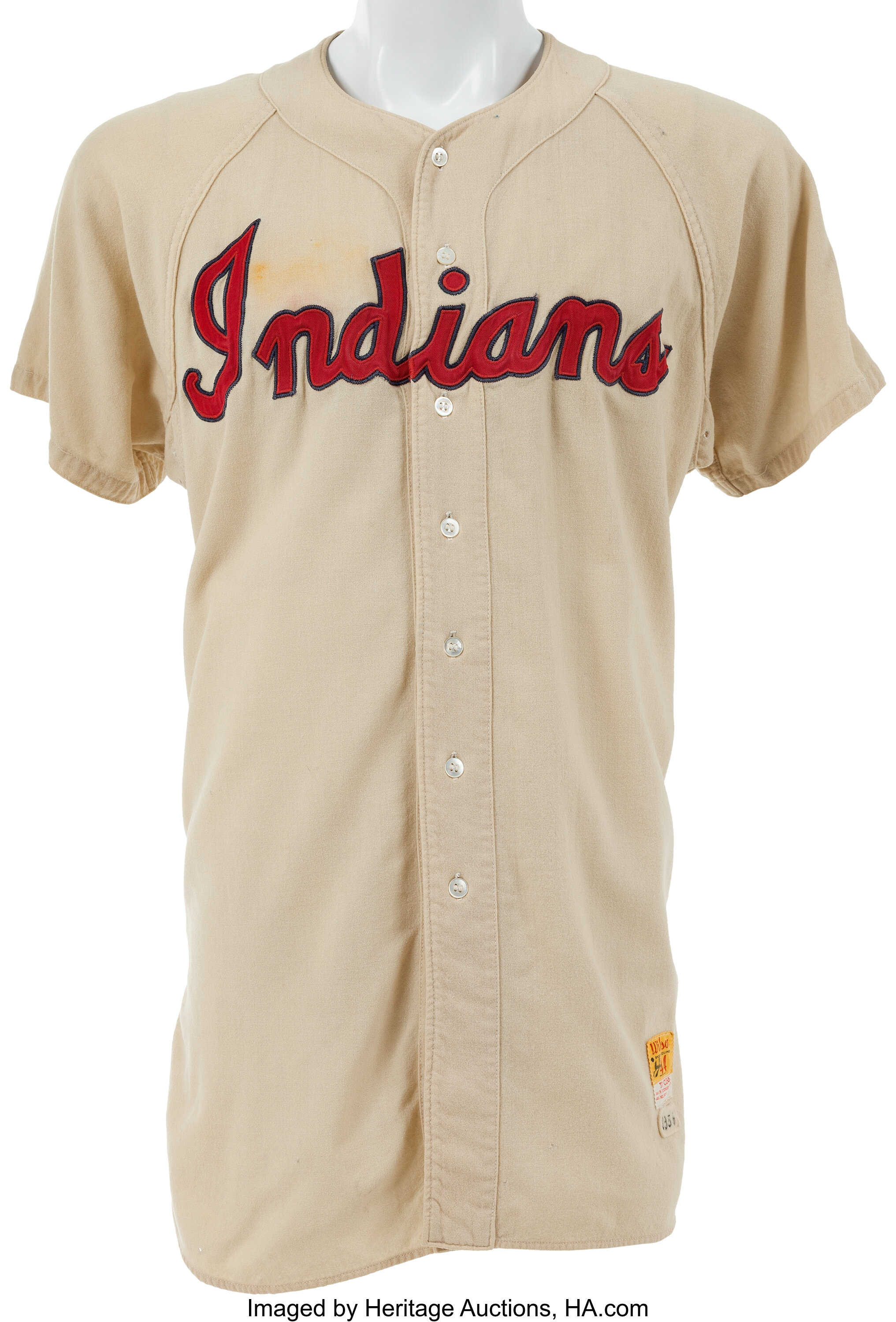 1956 Herb Score Game Worn Cleveland Indians Jersey. Baseball