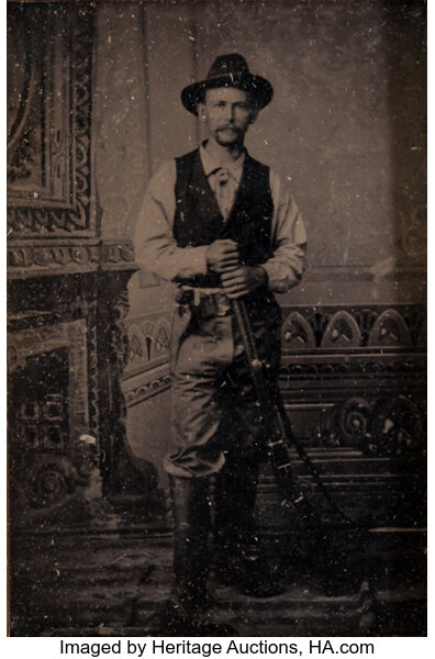 Texas Rangers]. Tintype of Ranger Captain Bill McDonald, circa, Lot #44187