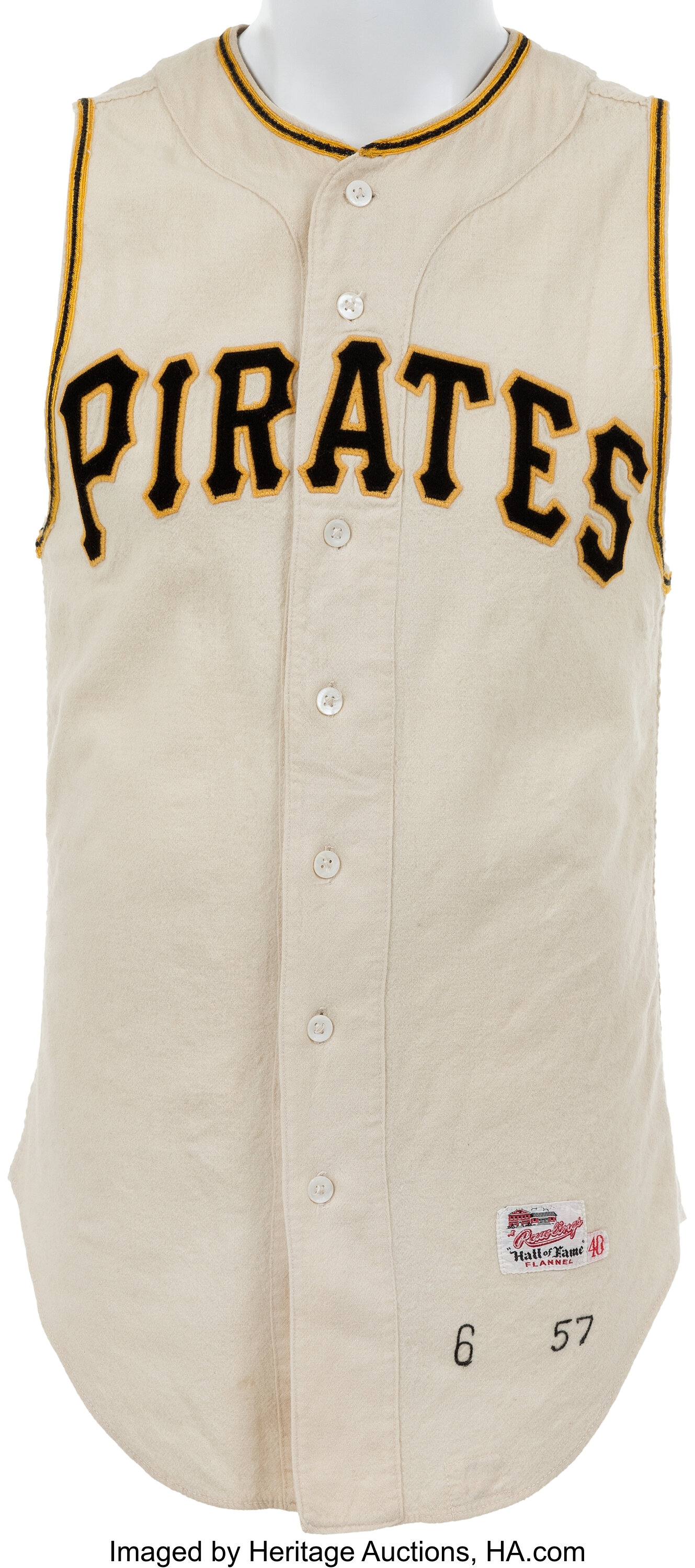 1957 Johnny O'Brien Game Worn Pittsburgh Pirates Jersey.