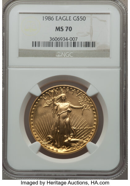 1986 G50 One Ounce Gold Eagle Ms70 Ngc Modern Bullion