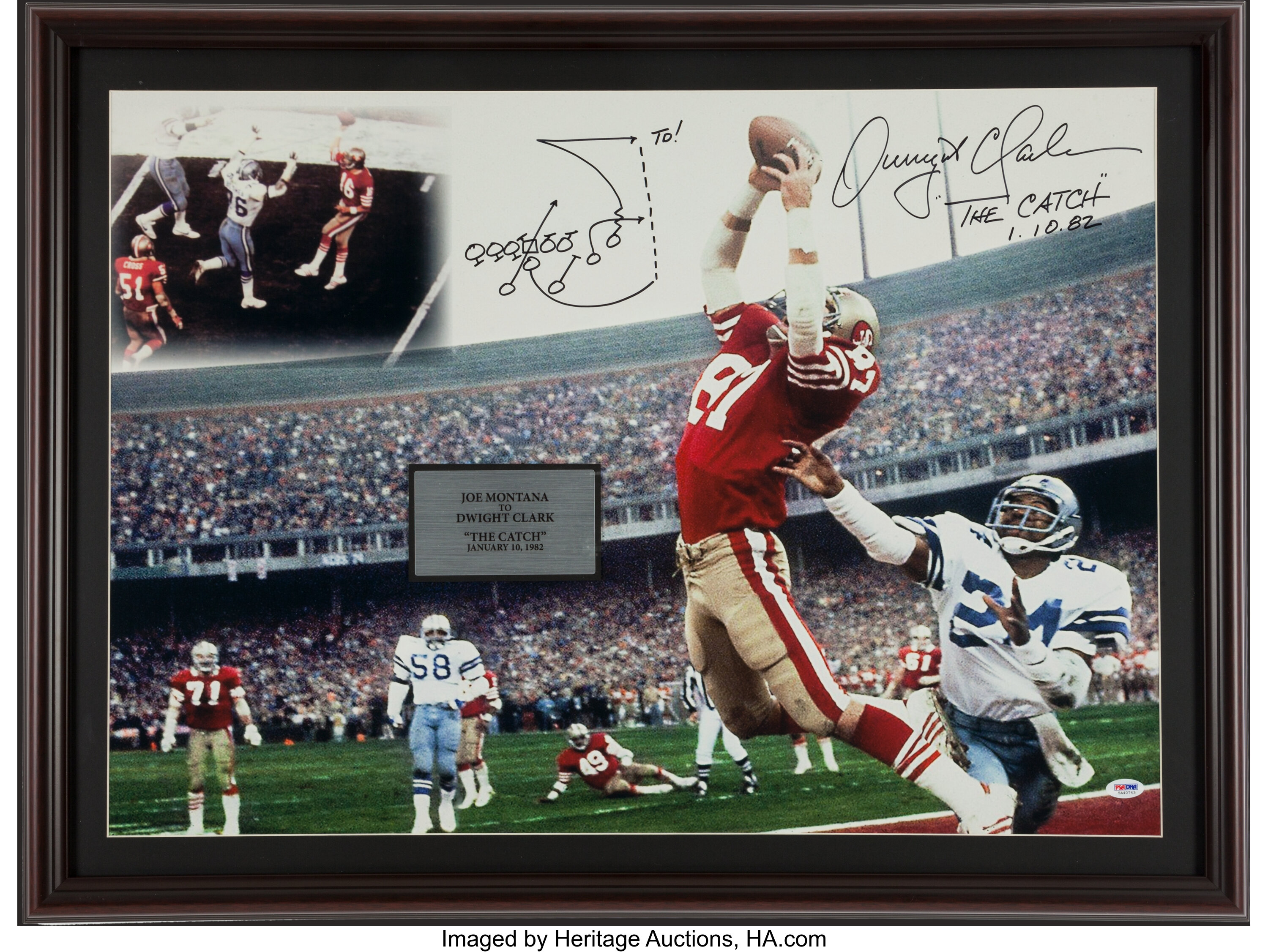 Lot - Joe Montana & Dwight Clark Signed Photo PSA/DNA