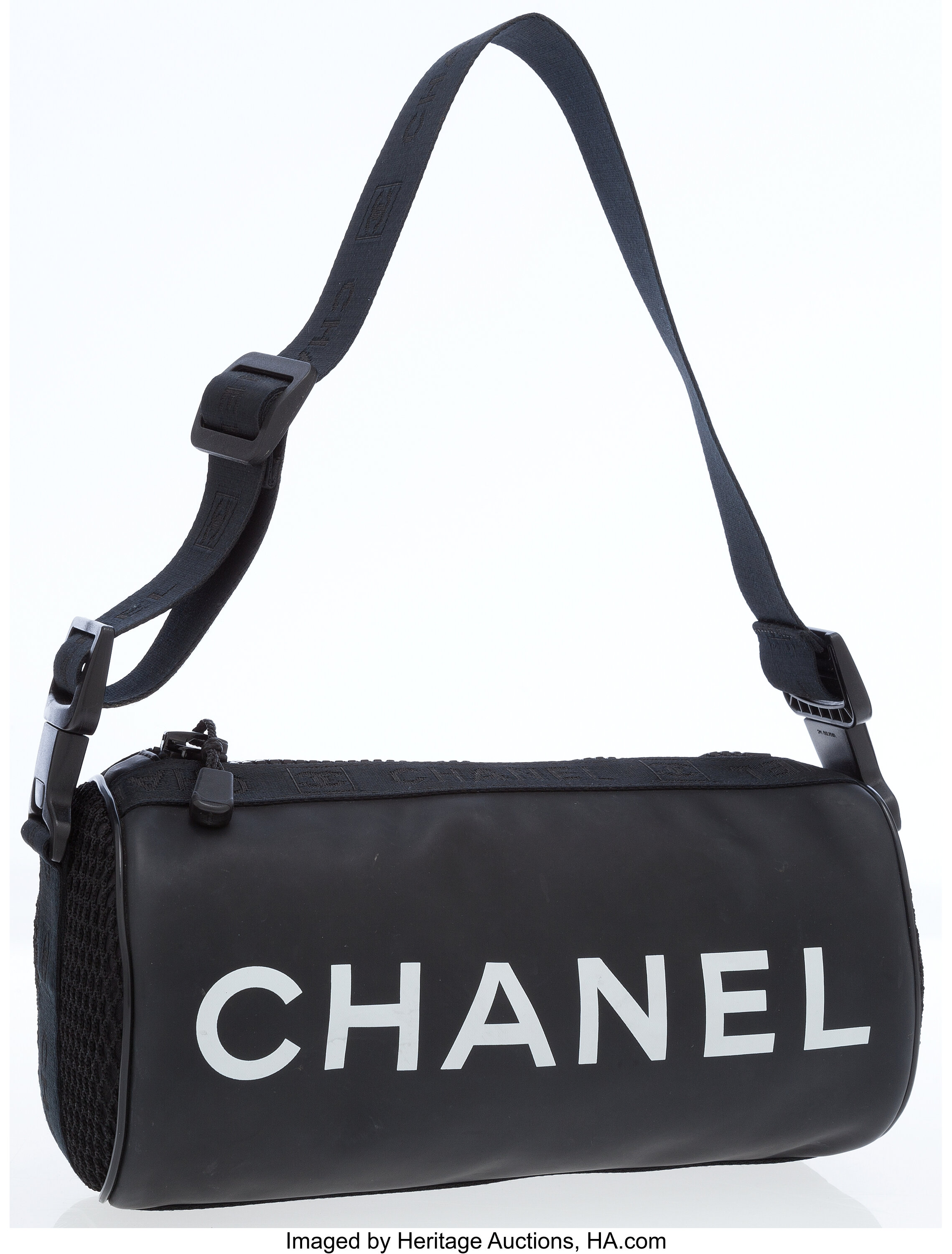 CHANEL VINTAGE CC LOGO WEBBING STRAP SPORT MESSENGER BAG