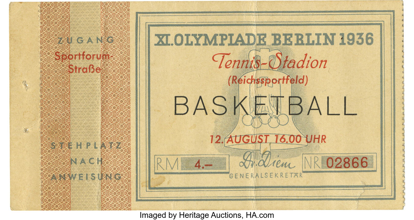 1936 Olympic Basketball Ticket Stub Tough Vintage Ticket Stub From Lot 64174 Heritage Auctions