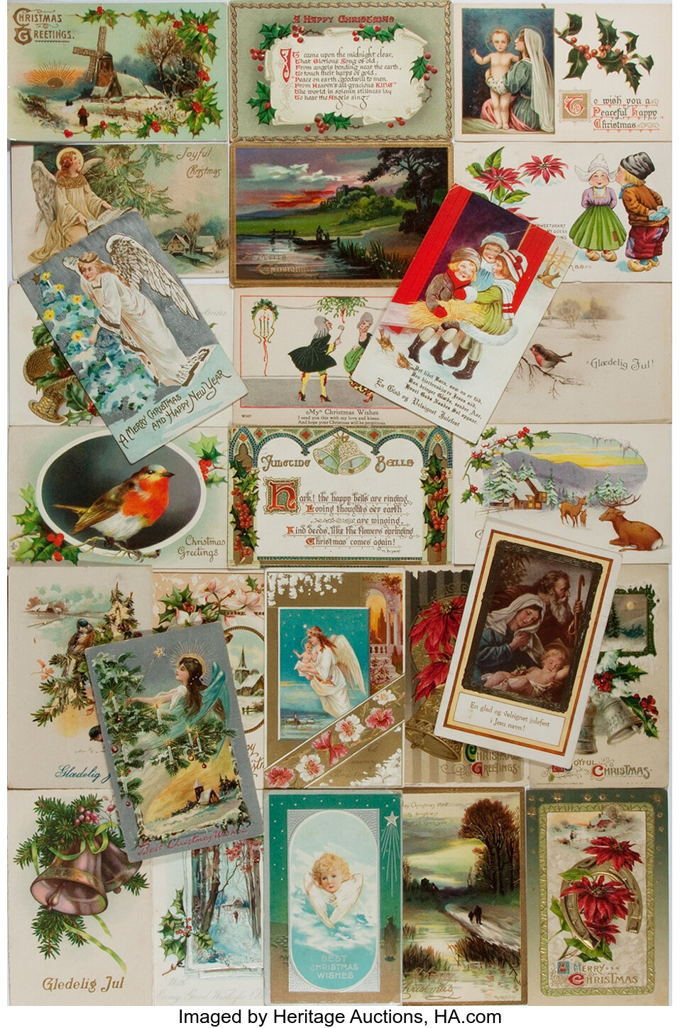 Christmas Cards Lot Of 25 Vintage Christmas Post Cards Circa Lot Heritage Auctions