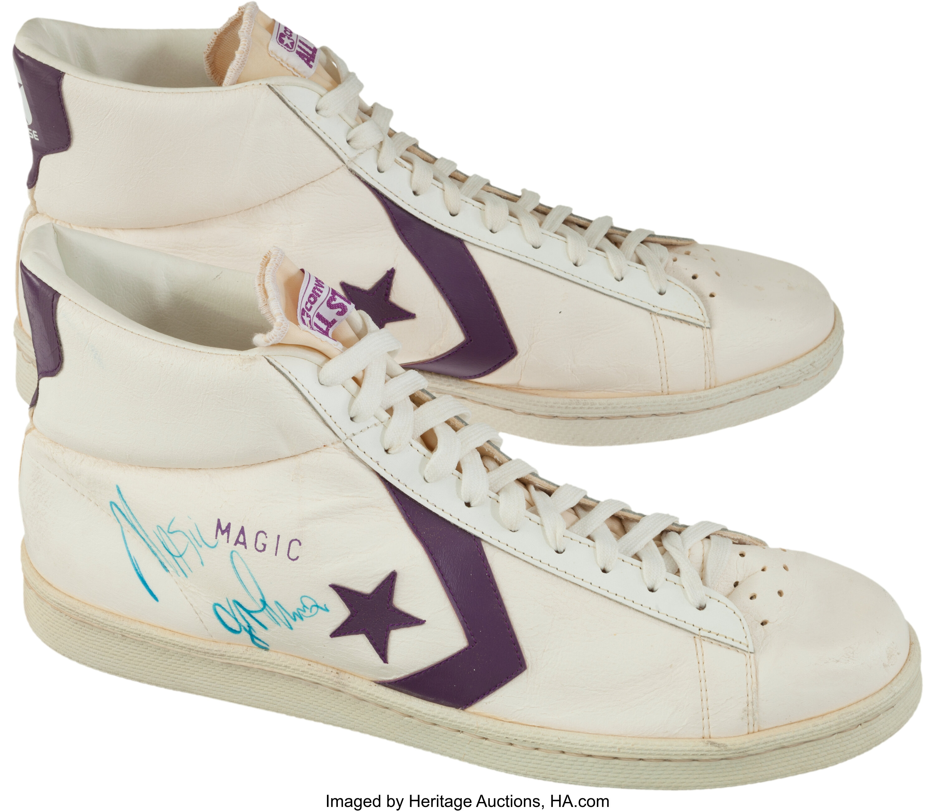 Early 1980's Magic Johnson Game Worn Shoes - From Family of Sandy, Lot  #80281