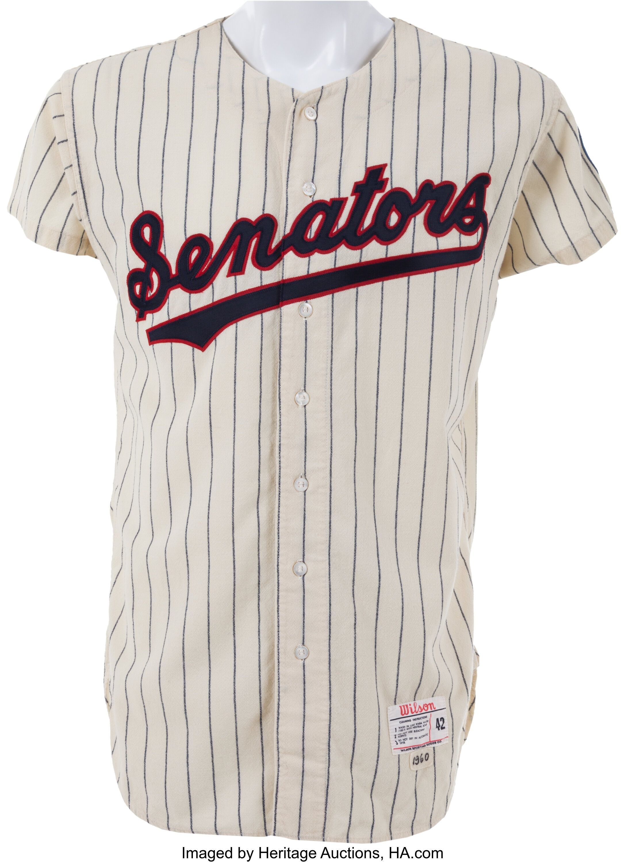 1960 Hal Naragon Game Worn Washington Senators Jersey. Baseball