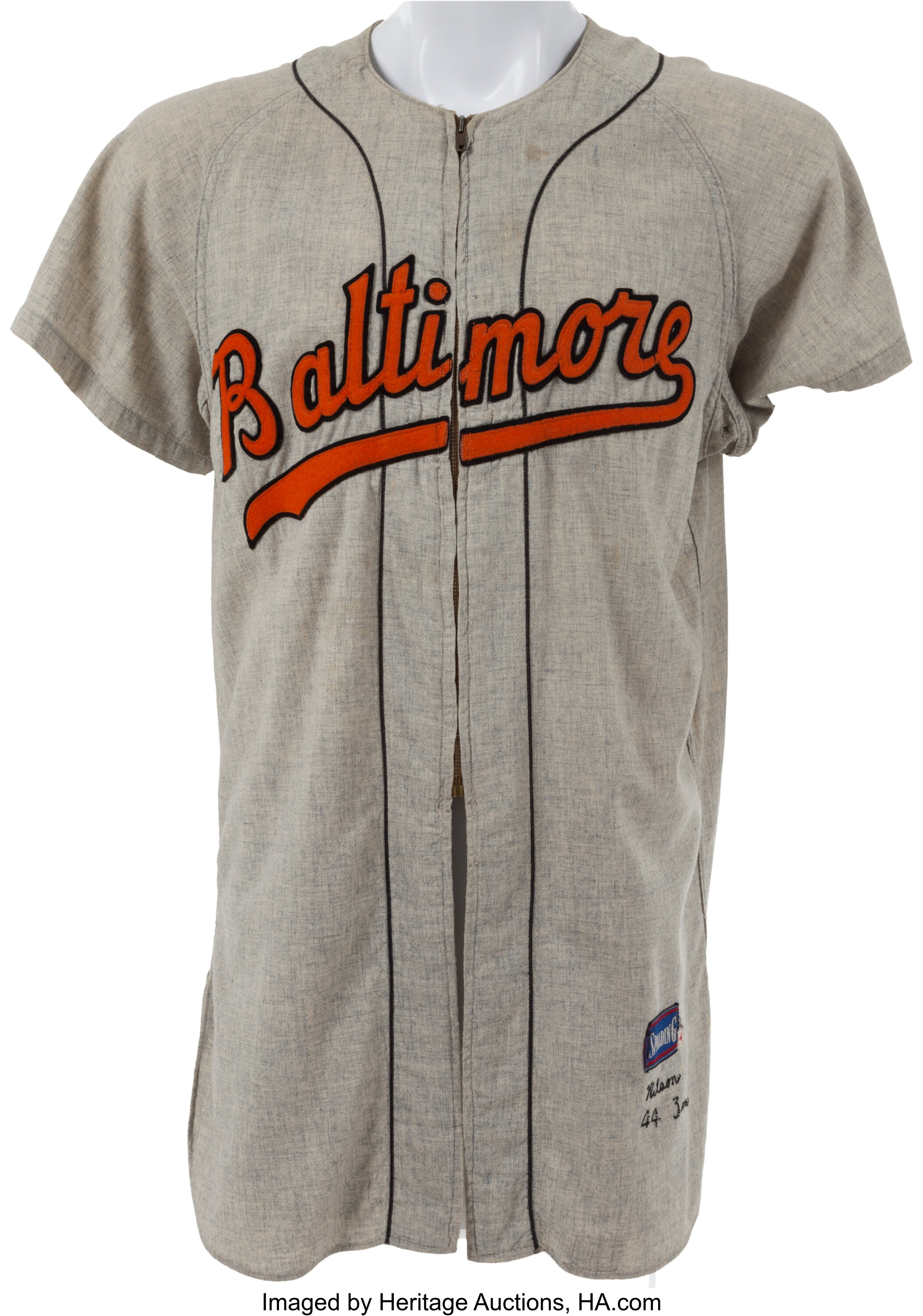 1956 Jim Wilson Game Worn Baltimore Orioles Jersey. Baseball