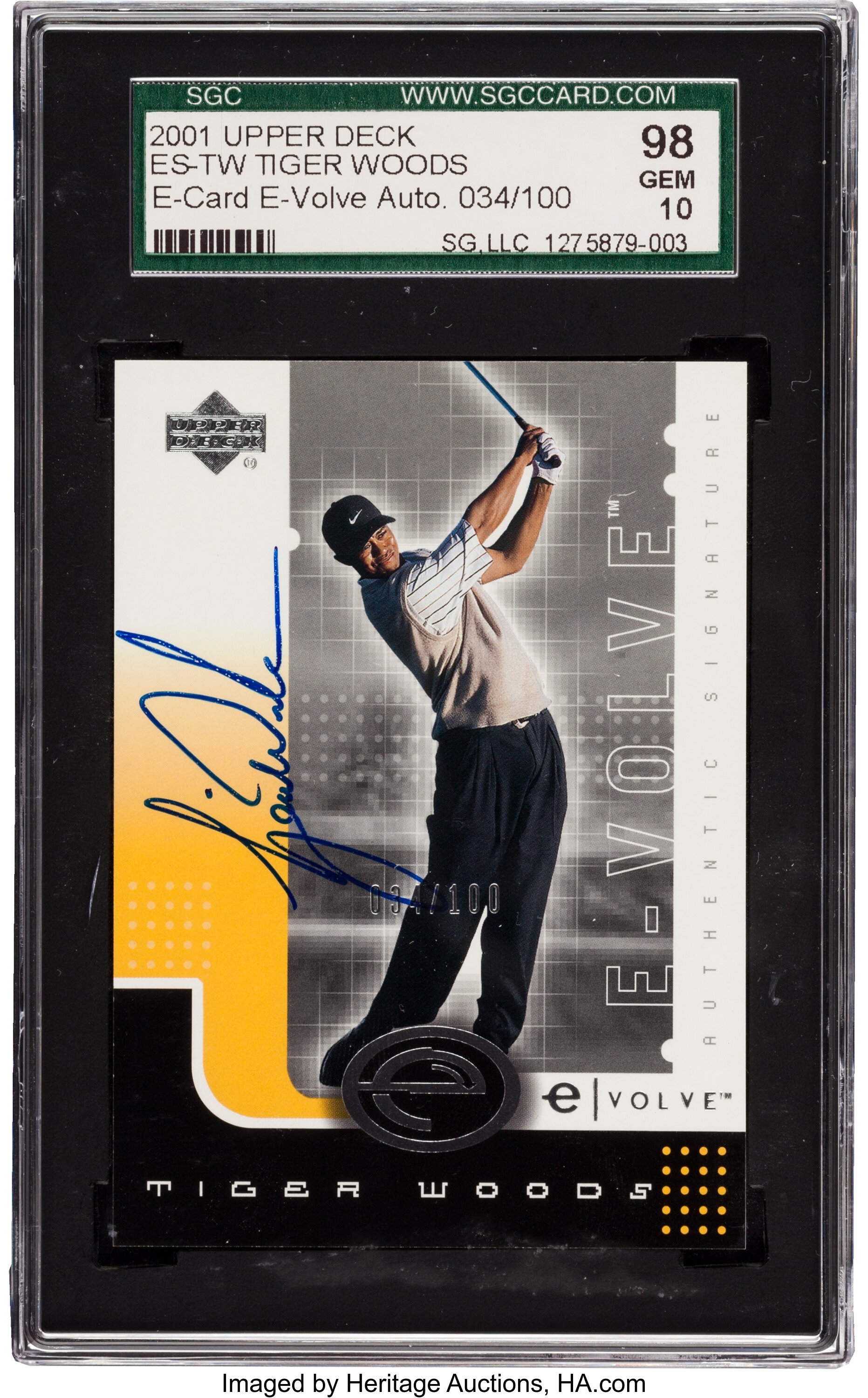 2001 Upper Deck E Card E Volve Autograph Tiger Woods Es Tw Sgc 98 Lot 81293 Heritage Auctions