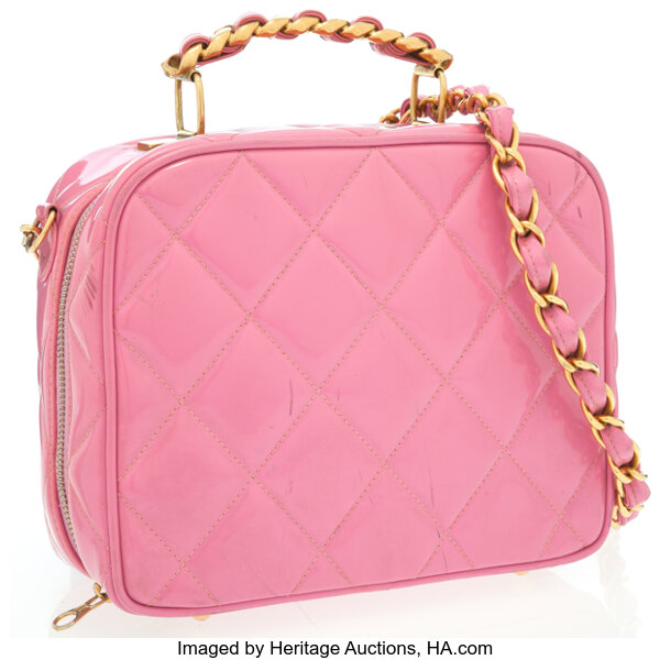Chanel Pink Quilted Patent Leather Bag with Gold Hardware. , Lot #76010