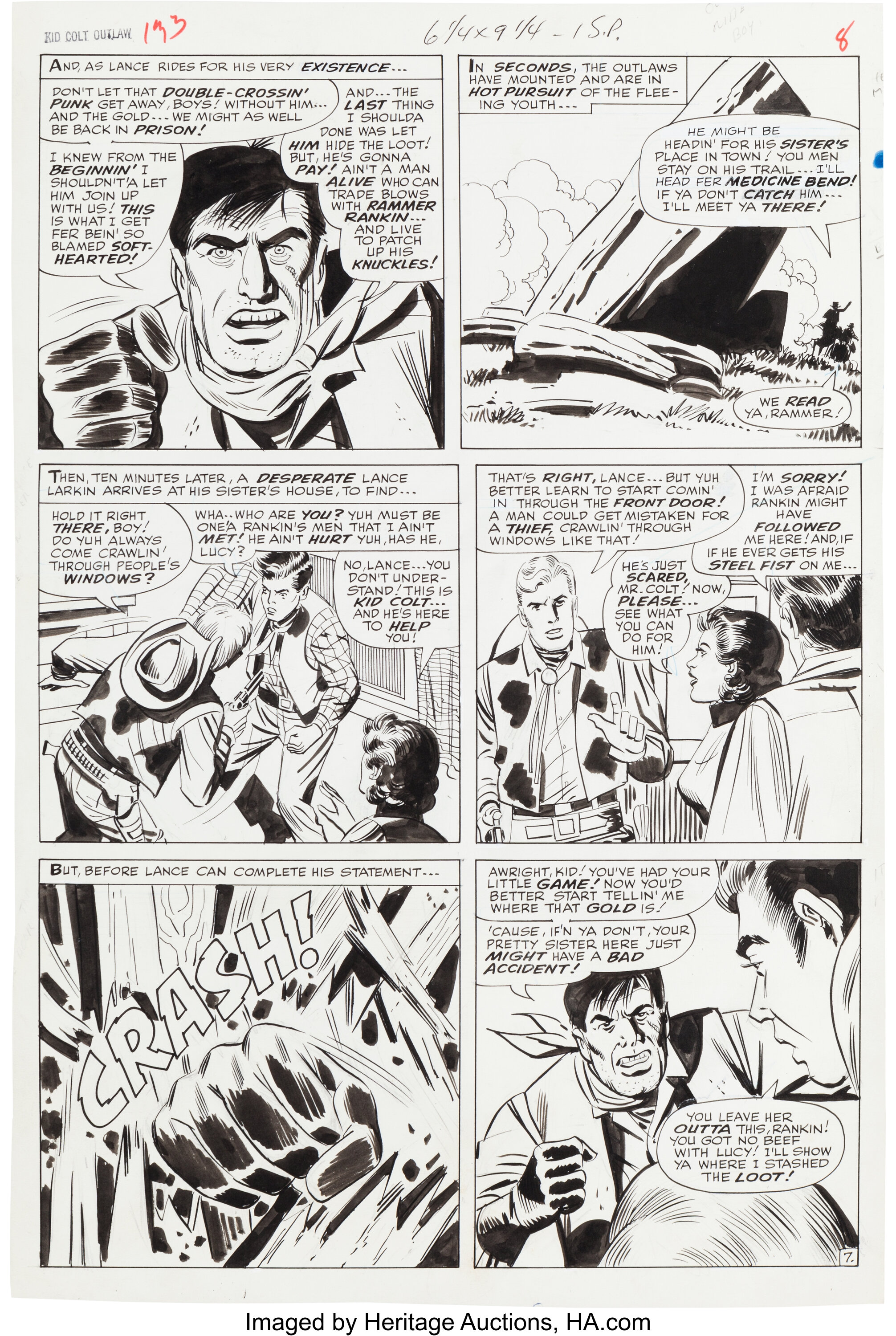 Jack Keller and George Roussos Kid Colt Outlaw #133 Page 7 Original ...