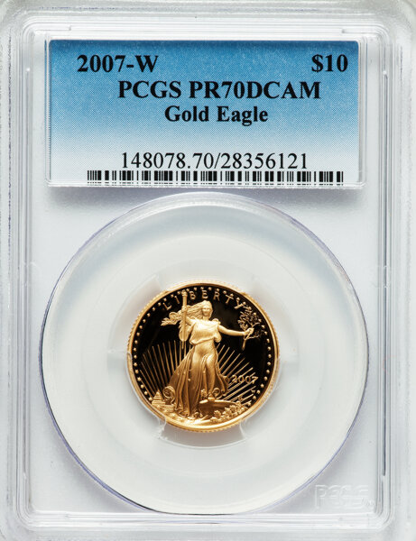 2007 W 10 Quarter Ounce Gold American Eagle Pr70 Deep Cameo