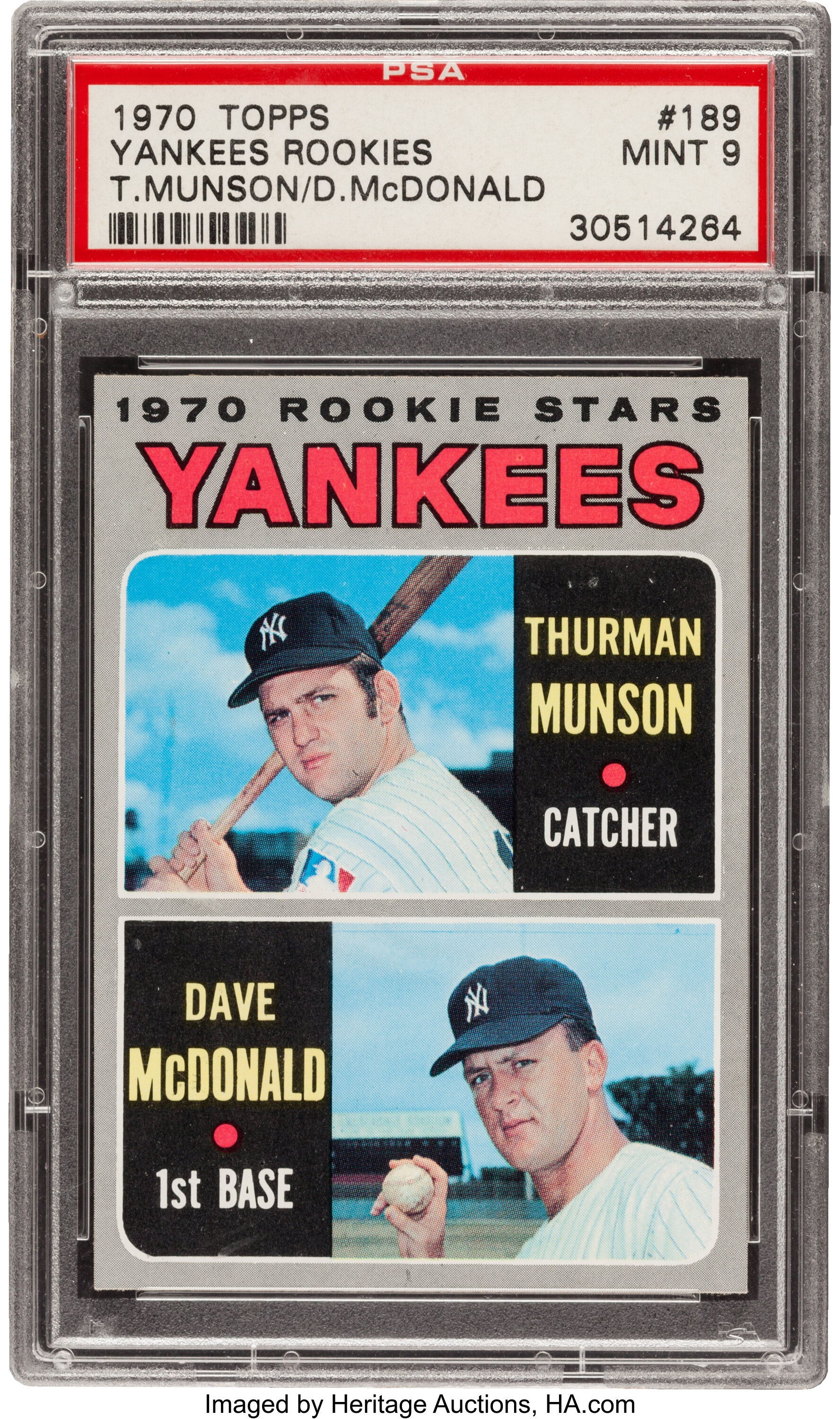 1970 Topps Thurman Munson Rookie #189 PSA Mint 9 - Only Two Higher., Lot  #80848