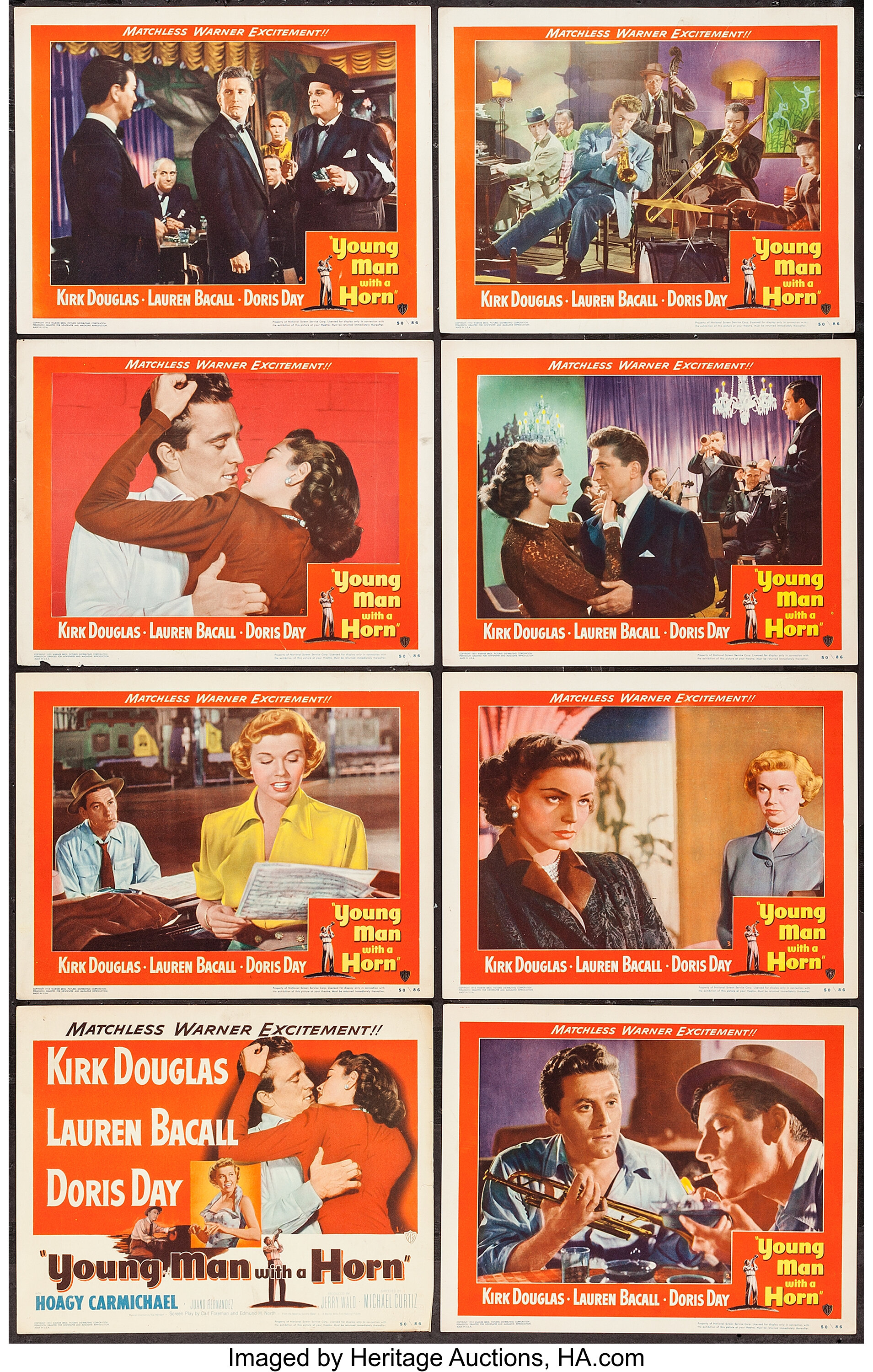 Young Man With A Horn Warner Brothers 1950 Lobby Card Set Of 8