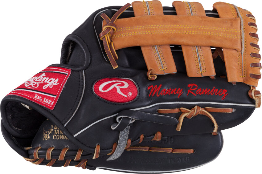 Manny Ramirez Game Used Rawlings Red Batting Gloves