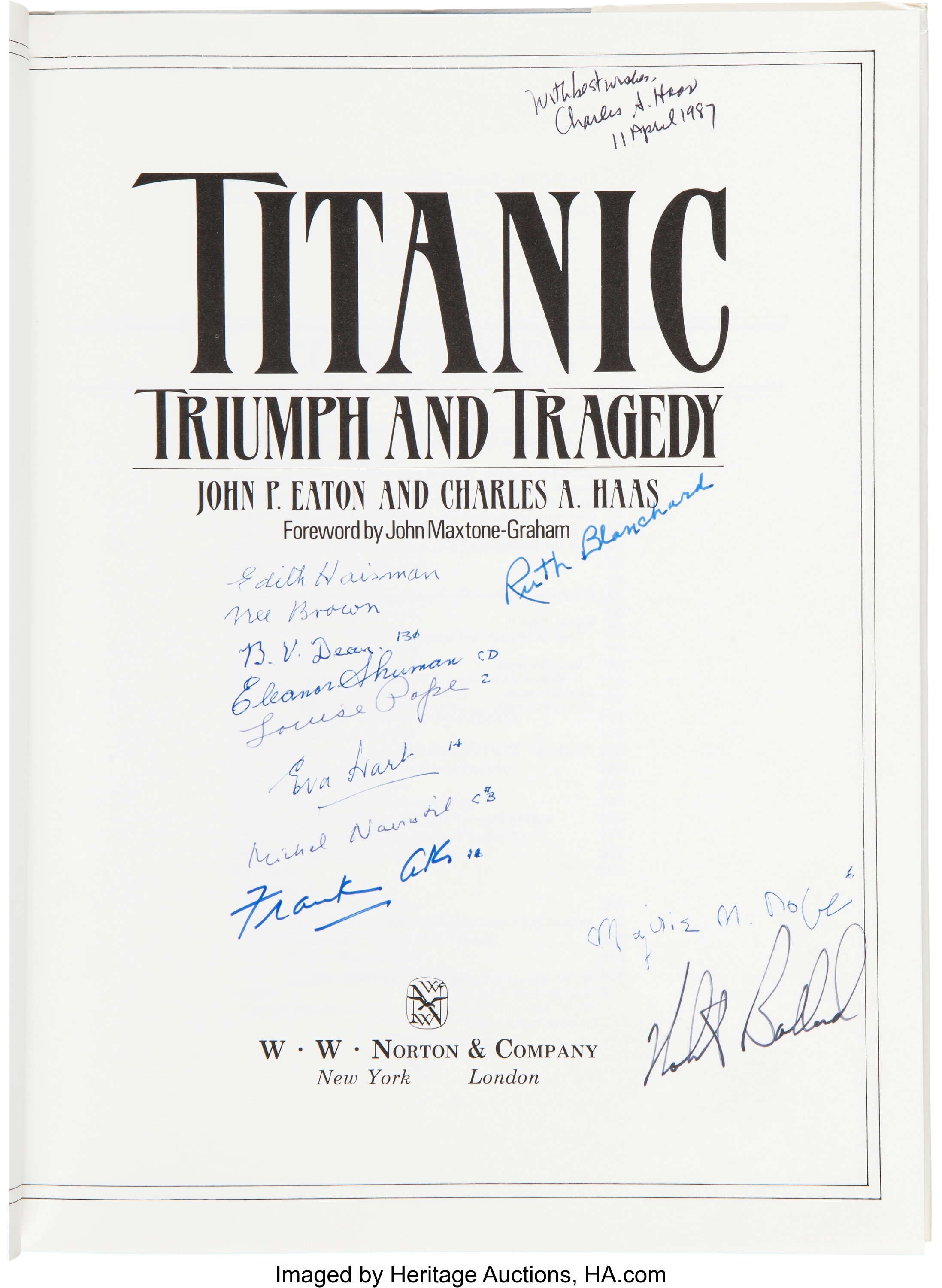 Titanic: Triumph and Tragedy Signed by Nine Titanic Survivors:... | Lot  #34501 | Heritage Auctions