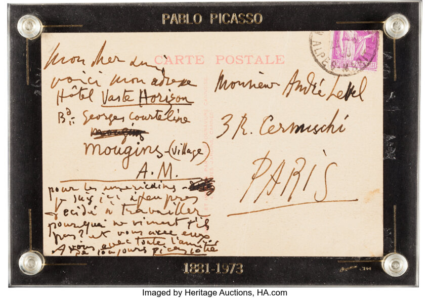 Pablo Picasso Autograph Letter Signed Autographs Artists, Lot #34243