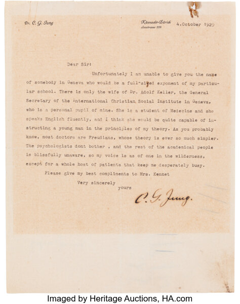 Carl Jung Typed Letter Signed Autographs Celebrities Lot 34258 Heritage Auctions