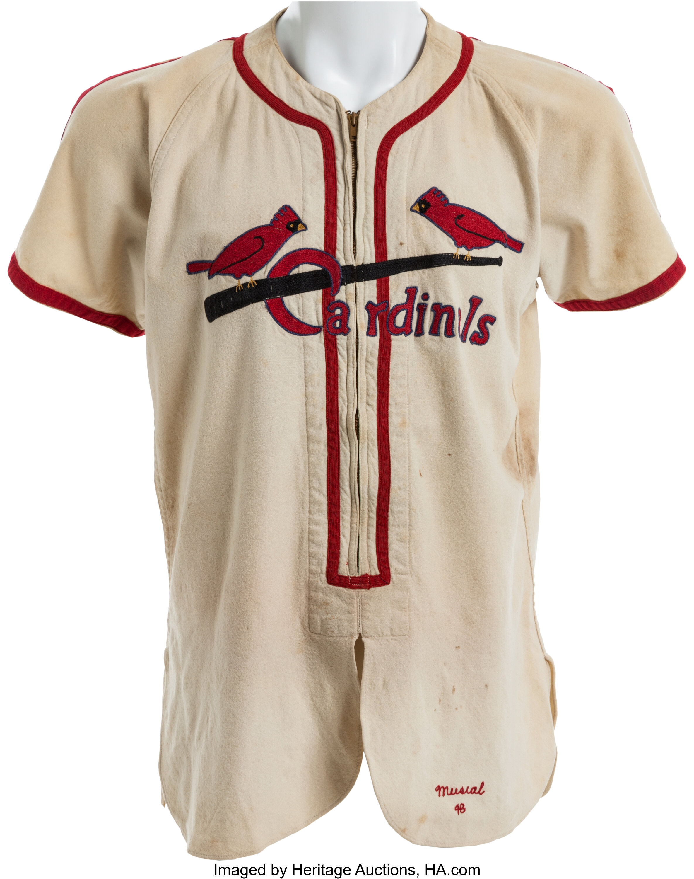 1948 Stan Musial Game Worn St. Louis Cardinals Jersey--National