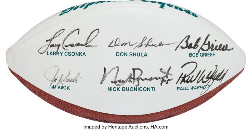 Miami Dolphins Full Size Official NFL Autograph Signature Series White  Panel Football by Wilson