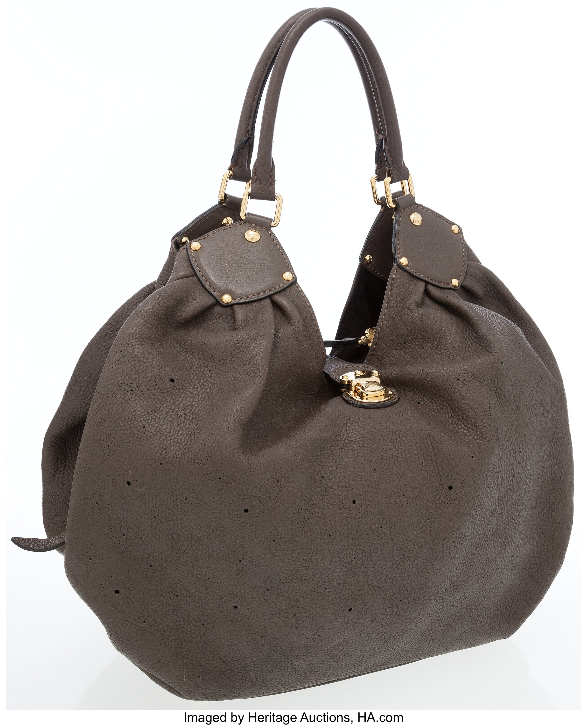 Sold at Auction: LOUIS VUITTON MAHINA HOBO TAUPE BAG