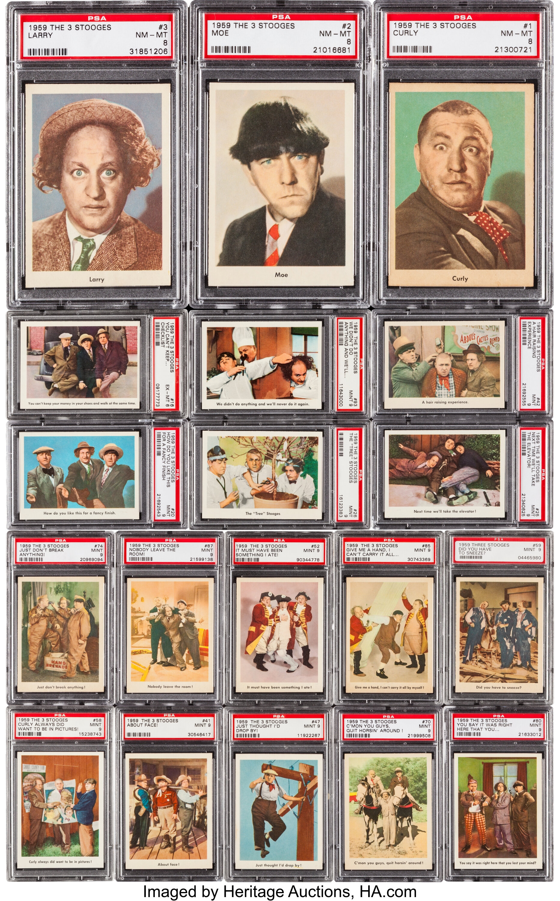 1959 Fleer "Three Stooges" PSA Graded Complete Set (96) Plus #16 | Lot  #81351 | Heritage Auctions