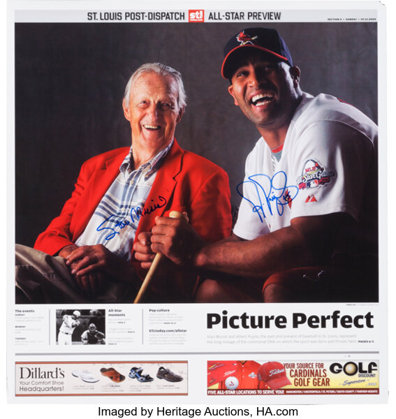 Lot - TWO AUTOGRAPHED STAN MUSIAL IMAGES