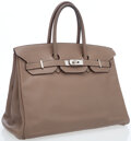 Hermes 35cm Etoupe Swift Leather Birkin Bag with Palladium, Lot #78008