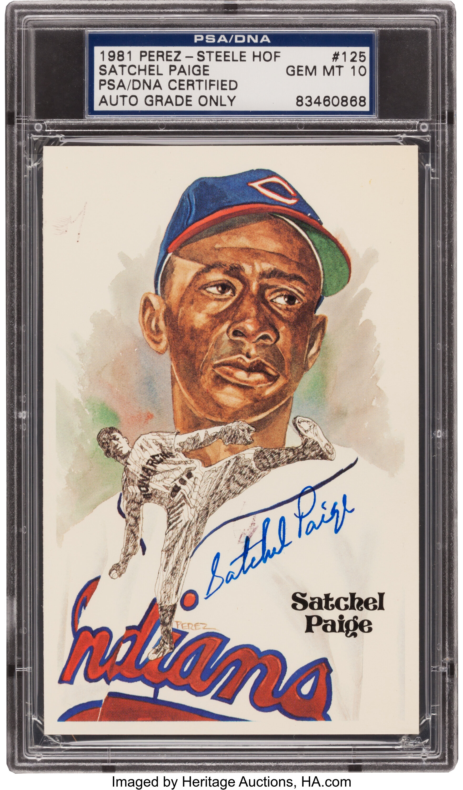 1981 Satchel Paige Signed Perez-Steele Postcard - The Toughest One