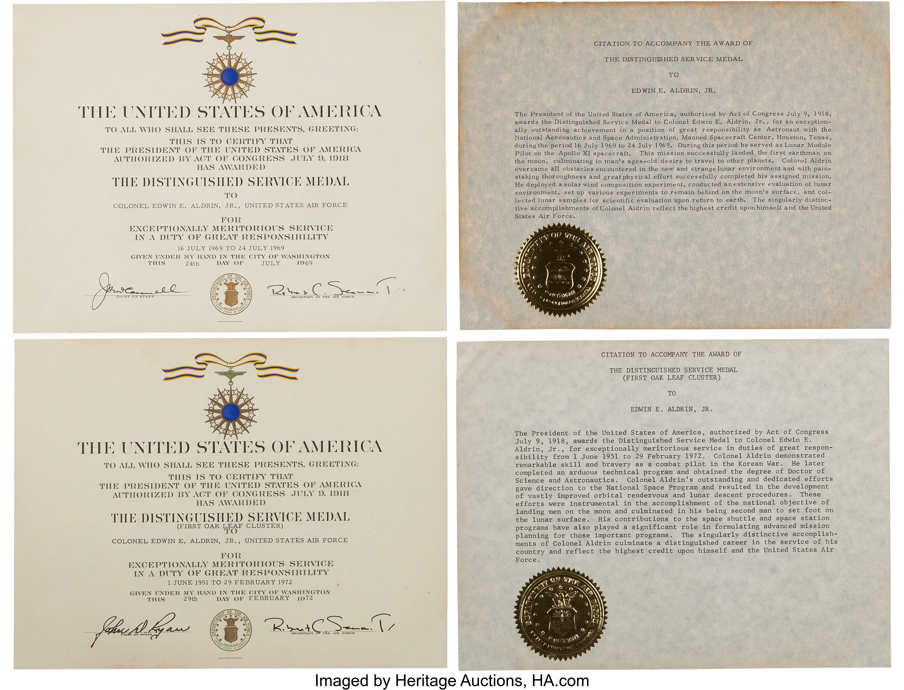 Buzz Aldrin's U.S. Air Force Distinguished Service Medal and First ...