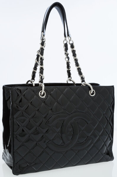 Chanel Vintage Patent Leather Chain Tote