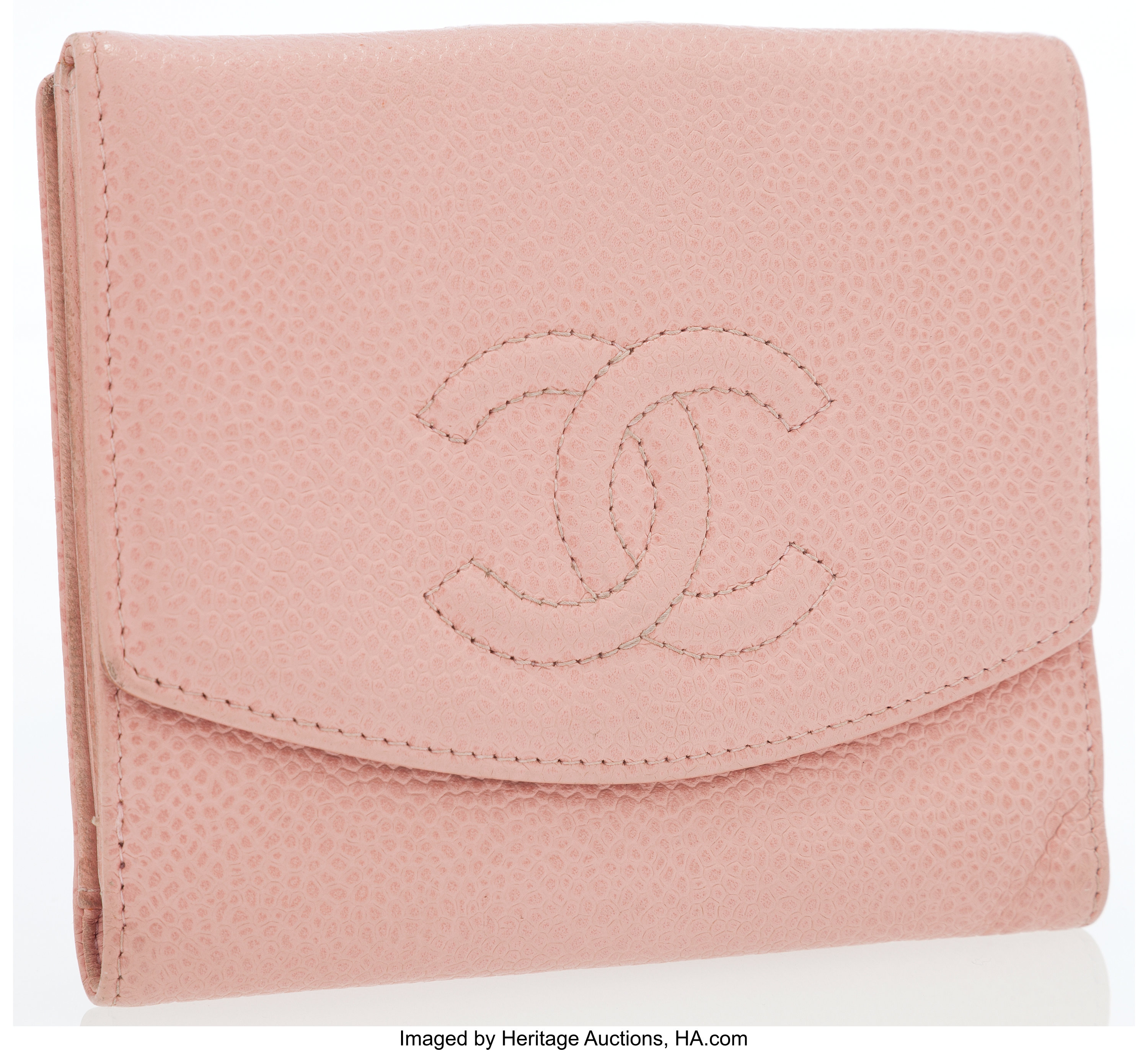 Chanel Vintage Chanel Pink Caviar Leather CC Logo Bifold Wallet