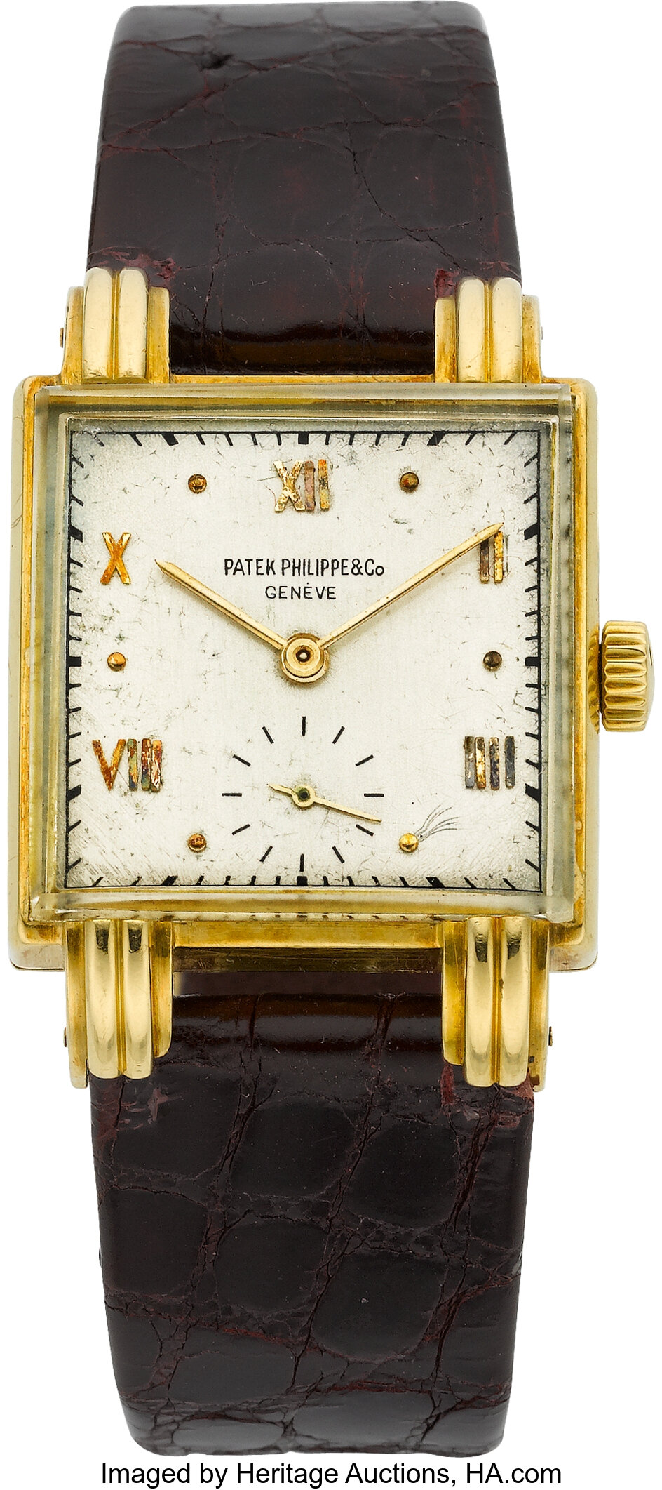 Sold at Auction: PATEK PHILIPPE, PATEK PHILIPPE A burgundy leather
