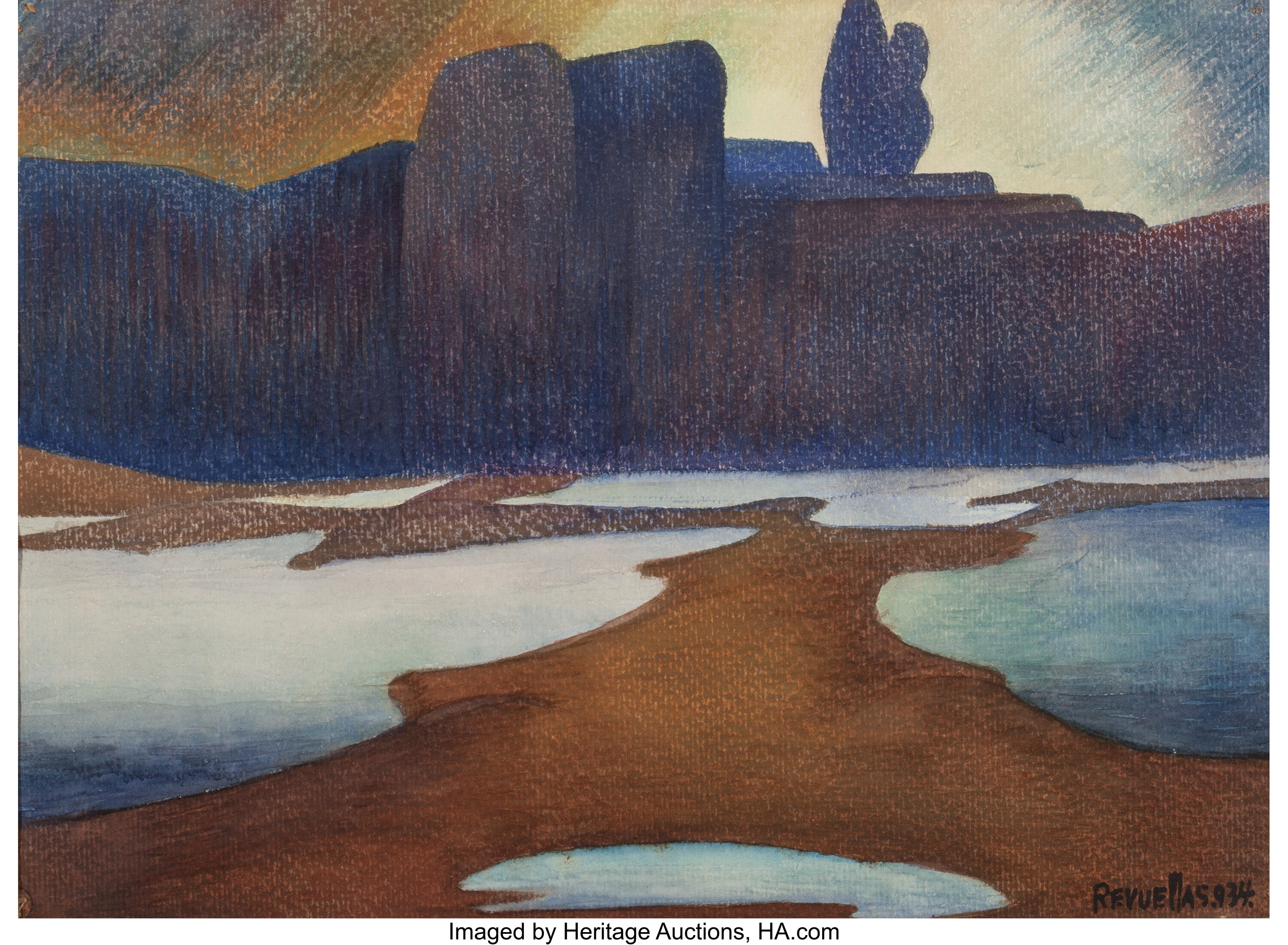 FERMÍN REVUELTAS (Mexican, 1902-1935). Paisaje Violeta, 1934. | Lot ...