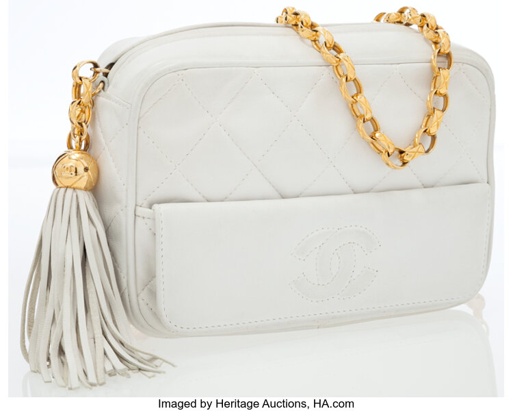 White Chanel Matelasse Lambskin Leather Camera Bag – Designer Revival